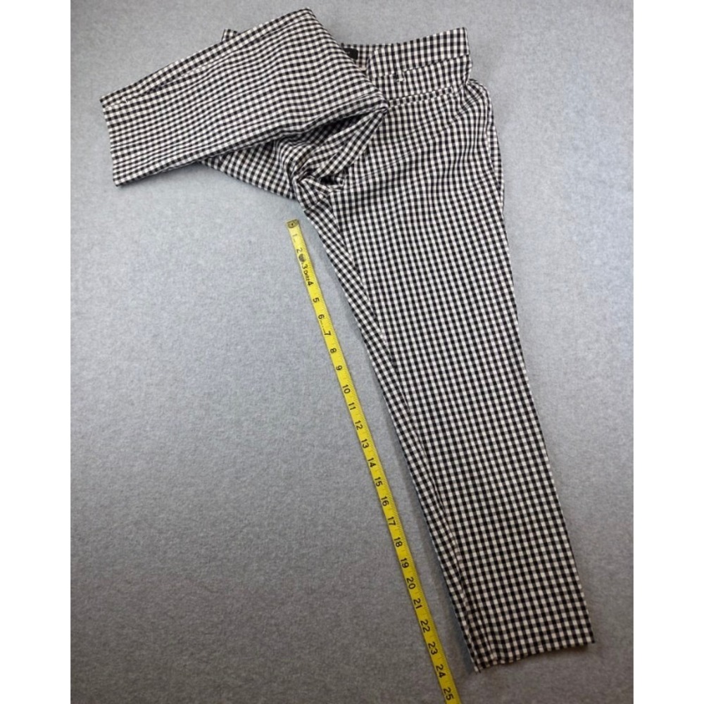 Ann Taylor Black White Gingham Ankle Pants Size 4 Stretch Cotton Slim Trousers - Picture 3 of 7